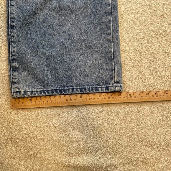 Blue Asphalt Crossover Waist Wide Leg Acid Wash Jeans Blue Denim Womens Large - Picture 7 of 7
